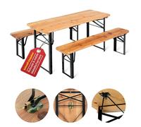 Stagecaptain BBK-110 Hirschgarten Garniture De Tente De Fête pour Enfants | Robuste garniture de tente de fête 3 pièces pour enfants, Composée de 2x banc et 1x table, Hauteur d'assise: 32 cm), 4 cm