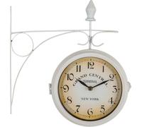 Stagecaptain BHU-4543 WM Horloge de Gare Grande avec Support Mural Blanc | Horloge murale avec boîtier métallique et support mural intégré, Design du cadran inspiré de la New York Central Station