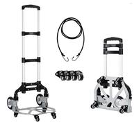Stagecaptain CBF-70 Diable Pliable, Cadre télescopique en Tubes d’Aluminium | Quatre roulettes vissables (mobilité à 360°), Pneus en caoutchouc, diamètre 12 cm, Charge maximale: 70 kg, Poids propre: 3
