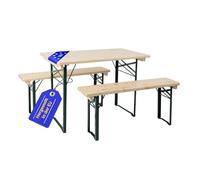 Stagecaptain Ensemble Table et bancs en Bois - Meuble de Jardin Pliant 110 cm - Set de Table et 2 Chaises - Mobilier de Gastronomie Portable pour Balcon, Jardin - Fabriqué en UE - Naturel