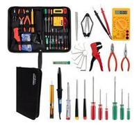 Kit d'outils électriques EWS-15 Stagecaptain (27 pièces, comprenant un fer à souder et un multimètre, idéal pour les salles de répétition, les scènes, les espaces de vie et les ateliers, livré dans un