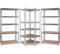 Stagecaptain Heavyrack Ensemble d'Étagères d'angle de Stockage Étendu | Étagères robustes à emboîtement pour espaces de stockage, caves et celliers, Chacune avec 5 tablettes modulables, 8 kg