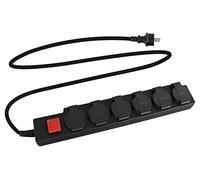 Stagecaptain OPSS-6 BK Multiprise Extérieure 6 Prises 230 V/16 A, Protection IP44 Contre Corps étrangers et Eau, idéale Jardin et Bricolage, avec Interrupteur et couvercles.
