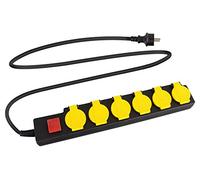 Stagecaptain OPSS-6 YE Multiprise Extérieure 6 Prises 230V/16A, IP44, protégée Contre éclaboussures et Corps étrangers, idéale Jardin/Bricolage, avec Interrupteur et couvercles.