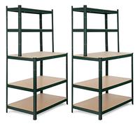Stagecaptain WBR-175 GR Étagère D’Atelier avec Plateaux en Bois Vert Foncé | Étagères modulaires robustes pour atelier, espace de stockage, cave et garde-manger, Structure métallique laquée