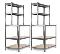 Stagecaptain WBR-175 SR Étagère D’Atelier avec Plateaux en Bois Argent 2X | Étagère modulable robuste pour atelier, espace de stockage, cave et garde-manger, Structure métallique galvanisée