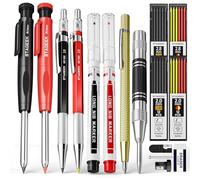 STAGEEK 17 Crayons Charpentier avec Taille Crayon 40 Recharges, Poinçon Automatique, Outil de Traçage en Carbure, Gomme et Marqueur pour Trous Profonds Robuste pour Architectes - Étui inclus