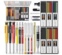 STAGEEK 22 Crayons Charpentier avec Taille Crayon 60 Recharges, Poinçon Automatique, Outil de Traçage en Carbure, Gomme et Marqueur pour Trous Profonds Robuste pour Architectes - Étui inclus