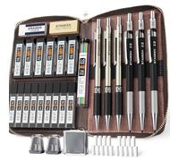 STAGEEK Lot de 30 porte-mines avec étui en cuir, crayons à dessin 0,5, 0,7, 0,9 mm et 3 crayons à croquis de 2 mm avec 464 mines (6B 4B 2B HB 2H 4H couleur) pour artiste, dessin, écriture