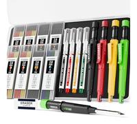 STAGEEK Lot de 4 Crayons Chantier Extensibles avec Holster, Taille Crayon, 76 Mines de Rechange, Pour Architecte, Menuisier, Bricolage, Dessin, Traçage sur Bois, Métal, Béton, Carrelage