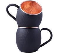STAGLIFE 16 onces noir mat Moscow Mule tasses en cuivre pur pour hommes, lot de 2 tasses pour Moscow Mule