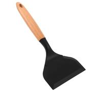 STAHAD Spatule à Œuf au Plat en Silicone Noire à Large Bord Manche Plat en Bois Spatule Japonaise Tamagoyaki Antiadhésive pour Poêles pour Retourner Crêpes Œufs et Steaks