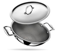 Stahl Wok Triply Anti-Rayures avec Couvercle | Wok en Acier Inoxydable avec Fond Induction | Wok Tri-Ply Résistant aux Rayures | Ø 24 cm | 2,4 Litres (pour 4-5 personnes)