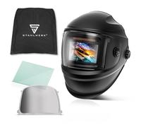 STAHLWERK Casque de soudage Automatique 3-en-1 Bullet - Casque de Soudeur True Colour, obscurcissement Automatique DIN 4-13, Classe Optique 1/1/1/2, Champ de Vision 100 x 60 mm, écran de soudage