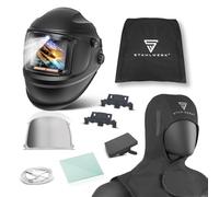 STAHLWERK Casque de soudage Automatique 3-en-1 RAPTOR - Kit avec bonnet de soudure, True Colour, éclairage LED, obscurcissement Auto. DIN 4-13, Classe Optique 1/1/1/2, Champ 116x81mm, écran de soudage