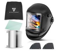 STAHLWERK Casque de soudage Automatique 3-en-1 Titan - Masque de Soudeur avec True Colour, obscurcissement Auto. DIN 4-14, mémoire de Jobs, Classe Optique 1/1/1/1, Champ 104 x 104 mm
