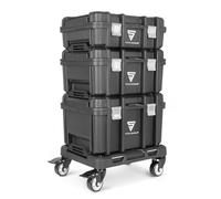 STAHLWERK Chariot à outils avec trois boîtes, planche à roulettes et | Mallette à outils mobile avec grand espace de rangement, système de rangement flexible pour atelier, garage et montage