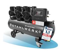 Compresseur STAHLWERK avec réservoir de 120 L (ST-1010 Pro) - sans huile, 10 bar, compresseur d'air comprimé silencieux avec moteurs Brushless, 5,91 CV, 4,35 kW, 750 l/min