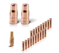 STAHLWERK FLUX AK15/MB15 AK14/MB14 Set de pièces d'usure | Set de 23 accessoires de soudage originaux avec buses à fil fourré | Porte-buses et buses de courant 0,9 mm