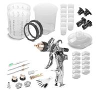 STAHLWERK HVLP Kit de Pistolet à Peinture avec Gobelet de Mélangeur - Pistolet à Peinture SG-250 ST avec Gobelet d'écoulement Kit de Nettoyage, Buses 1,4/1,7/2,0 mm, Pistolet à Air Comprimé + 25