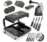 STAHLWERK Kit de nettoyage de détail automobile avec tabouret à roulettes Tornado Pistolet de nettoyage