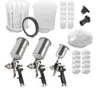 STAHLWERK Kit de pistolets à peinture 3 x HVLP Buses 25 Gobelets mélangeurs 650 ml