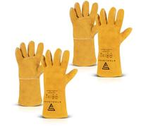 STAHLWERK Lot de 2 paires de gants de soudeur en cuir véritable - Résistants à la chaleur et au feu - Pour soudure et plasma - Avec protection avant-bras - Haute résistance thermique et mécanique