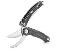 STAHLWERK Multitool avec 5 outils, couteau de poche/couteau pliant/outil multifonctionnel de haute qualité avec sécateur, scie, couteau, coupe-racines et ?illet