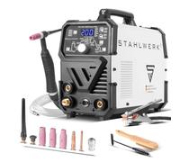 STAHLWERK Poste à souder combiné 2-en-1 DC TIG 200 Puls Pro - TIG & MMA (ARC) jusqu'à 200 A, fonction Pulse, mémoire de jobs, Hotstart, adapté aux tôles fines, pour acier, inox, cuivre & laiton