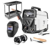STAHLWERK Poste à souder FLUX 160 ST Digital - Kit complet avec chariot - Combiné 3-en-1 160 A, soudage au fil fourré sans gaz, MMA (ARC), Lift-TIG (DC), dévidage de fil synergique