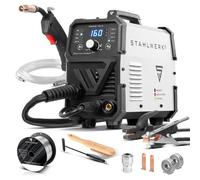 STAHLWERK Poste à Souder MIG/MAG 160 M - Onduleur Combiné 5-en-1 Compact de 160 A pour FLUX (Fil Fourré), MMA/Électrode enrobée (ARC) & Lift-TIG (DC), Seulement 6,8 kg, Hotstart et Anti-Stick
