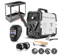 STAHLWERK Poste à souder Mini FLUX 120 ST Digital - Equipement complet avec chariot - Soudage au fil fourré sans gaz jusqu'à 120 A, fonction Lift-TIG & MMA