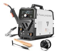 STAHLWERK Poste à souder Mini FLUX 120 ST Digital - Soudage au fil fourré (FLUX) sans gaz jusqu'à 120 A, compact avec dévidage synergique et éclairage LED, fonction Lift-TIG et MMA (ARC)