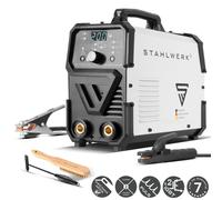 STAHLWERK Poste de soudage à électrodes ARC 200 Puls Pro - Soudage sans gaz de protection, MMA compact, E-Hand, Lift-TIG Inverter avec 200A, Hot Start, Arc Force