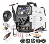 STAHLWERK Poste de soudage sous protection gazeuse 2 en 1 combiné DC TIG 200 Puls Pro - Equipement complet - TIG & MMA jusqu'à 200 A, tôle fine, acier, inox, cuivre, laiton