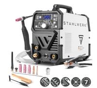 STAHLWERK Poste de soudage sous protection gazeuse 2 en 1 combiné DC TIG 200 Puls Pro - TIG & MMA jusqu'à 200 A, fonction pulsée, tôle fine, acier, inox, cuivre, laiton