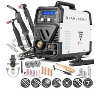 STAHLWERK Poste de soudage sous protection gazeuse 6 en 1 combiné CTM-416 Puls Pro - CUT, TIG, MIG/MAG, PULS, MMA (E-Hand/ARC), FLUX jusqu'à 160 A, coupage plasma jusqu'à 40 A