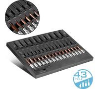 STAHLWERK Rangement pour servante d'outils 43 pces Jeu de clés à douilles dans un rangement en mousse