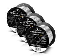 STAHLWERK Set de 3 fils fourrés FLUX - E71T-GS 0,9 mm, bobine de fil de 1 kg D100, bobine de fil pour mandrin de 16 mm, fil de soudage premium, matériau d'apport, fil de soudage universel