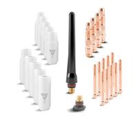 STAHLWERK WP-26 Premium TIG Set de pièces d'usure Accessoires de soudage 26 pièces avec buses en céramique Long-Life et capuchons de torche pour WP | SR 17, 18, 26 Torches de soudage TIG
