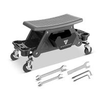 STAHLWERK WRS-185 Tabouret d'atelier avec capacité de charge de 185 kg - Siège d'atelier à roulettes avec tiroir, compartiments de rangement, roulettes pivotantes et support de boîte