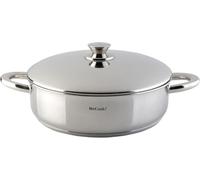 STAINLESS LOW COOKING POT WITH LID 18 cm.