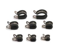 Stainless Steel Black Rubber Lined P Clip Hose & Cable Clamp | Black Soft Rubber Liner Anti-scratch Simple Pipe & Cable Fastening(20mm)