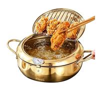 Stainless Steel Frying Pot - Stove Top Deep Fryer with Tong Accessory Fryer | Deep Fryer with Oil Drain for French Fries Fried Chicken Chips Seafood Home Apartment Barbecue Gathering