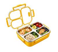 Stainless Steel Lunch Box 2 Tier Airtight Food Container For Kids Adults | Stainless Steel Lunch Box Features A 2 Tier 3 Compartment Leakproof Design To Help Prevent Food Mixing And Is Dishwasher Safe