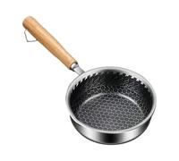 Stainless Steel Pot - Mini Cookware 5.51x5.12x1.77in | Wooden Handle Skillet Grill Pan Non Stick Coating | Small Saucepan Melting Pot For Eggs Fish Vegetables Pork Chicken Home Kitchen Restaurant