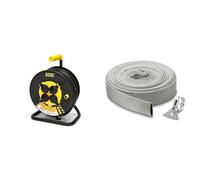 Stak REELART-FR-25 Enrouleur electrique professionnel, water proof IP44 cable 25m en caoutchouc 3G2. & Kärcher 29971000 Acier inoxydable Kit Tuyau Plat en Textile et Collier de Serrage 10 m, Gris