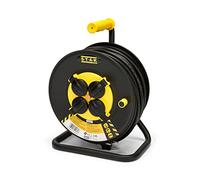 Stak REELART-FR-40 - Enrouleur Rallonge Électrique Professionnel 40M, Rallonge Prolongateur Multiprise, 4 Prises IP44(2P+T) 16A et Câble 3G2.5mm² en Néoprène - Bricolage, Chantier, Jardin, Acier/Jaune