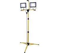 STAK ST748 Spot LED sur trépied, 2 x 50 W, 8000 lumens, jaune, câble 3 m, IP65, 160 cm de hauteur. Utilisation extérieure : idéal pour chantier, garage, jardin, barbecue 100 W