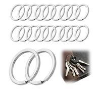 Stalora 20 pcs Anneaux Porte Clé 25mm, Métal Solide, Alliage Inoxydable, Accessoires Clés, Anneau Plat, Attache nneaux Brisés, pour Clé, Porte-Clés DIY, Maison et Voiture